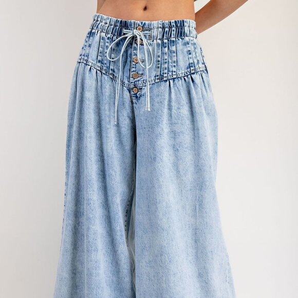 NWT ee:some Mineral-Washed Wide Leg Denim Pants โ Light Wash - Picture 6 of 16